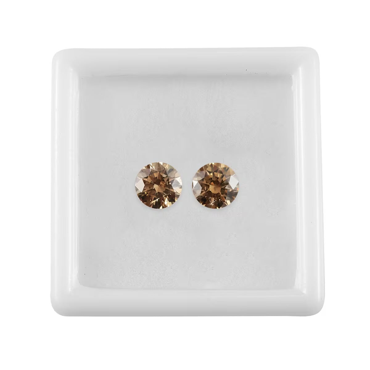 Set of 3.54ct Round Champagne Yellow Cubic Zirconia 6.5mm