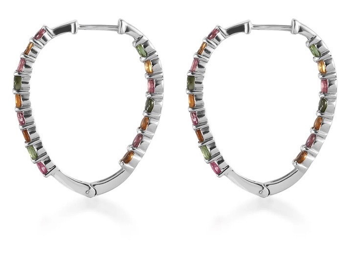 Multi-colored Tourmaline Inside Out Hoop Earrings