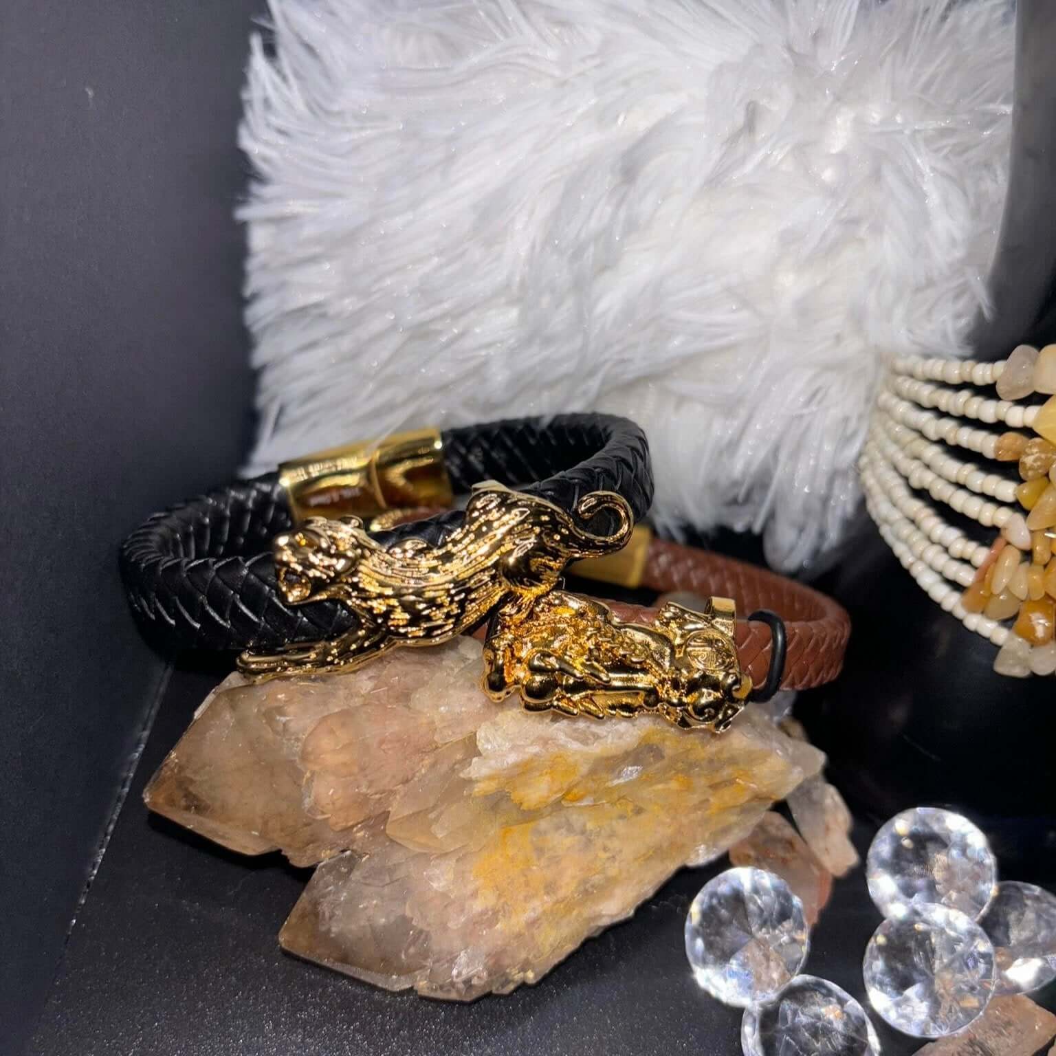 Faux Leather Cord Fortune Guardian Pixiu Men's Bracelet