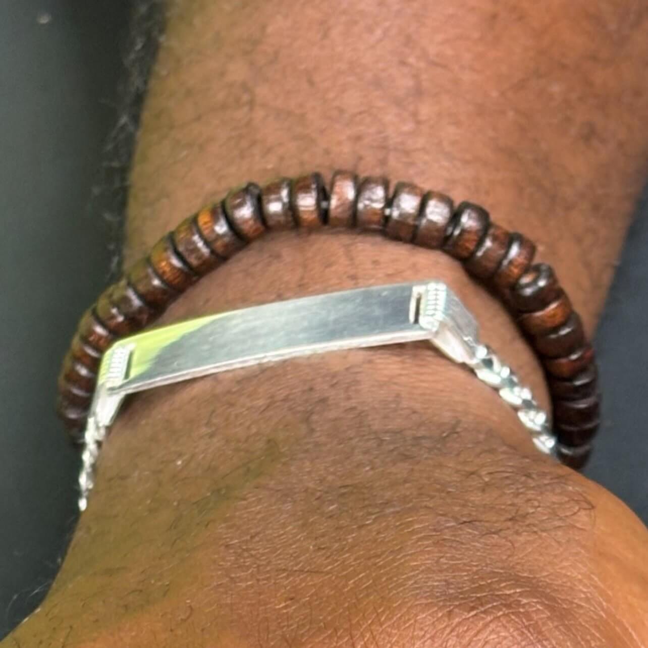 Handcrafted Solid .925 Sterling Silver Curb link Customizable ID Bracelet