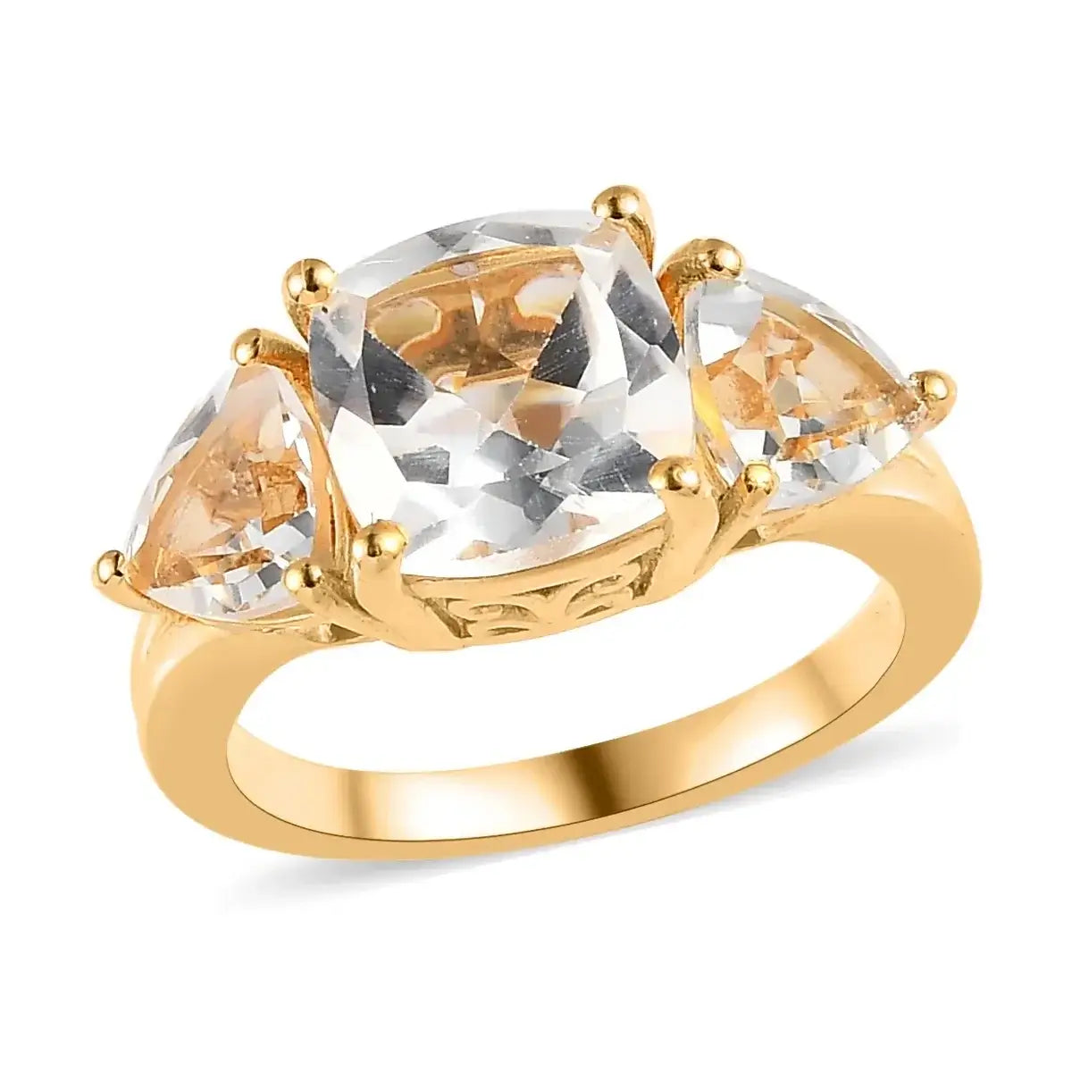 White Topaz 3 Stone Ring