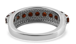 Mozambique Garnet Half Eternity Band Ring