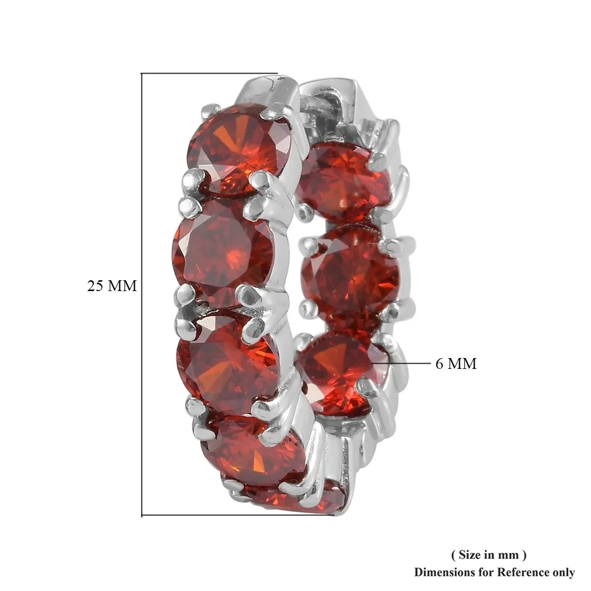 Simulated Red Diamond Earrings Inside Out Hoops