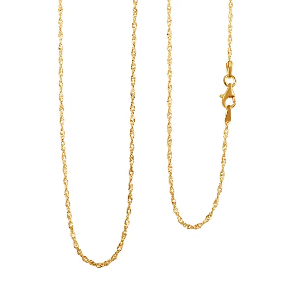14K Yellow Gold Over Sterling Silver Rope Necklace