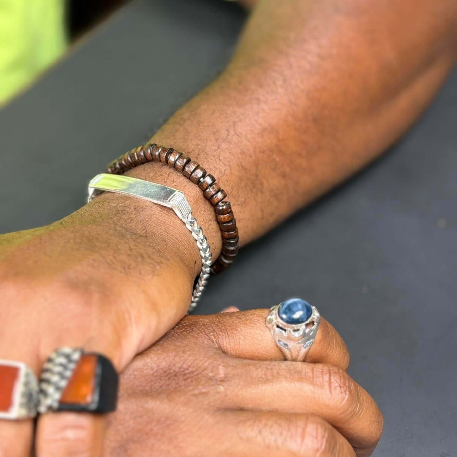 Handcrafted Solid .925 Sterling Silver Curb link Customizable ID Bracelet