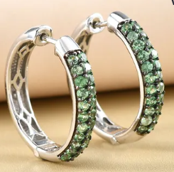 Merelani Mint Garnet Hoop Earrings