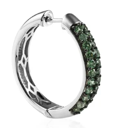 Merelani Mint Garnet Hoop Earrings