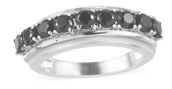 Thai Black Spinel Half Eternity Band Ring