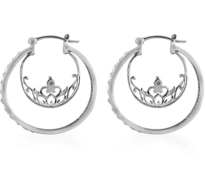 White Crystal Hoop Earrings in Platinum Bond