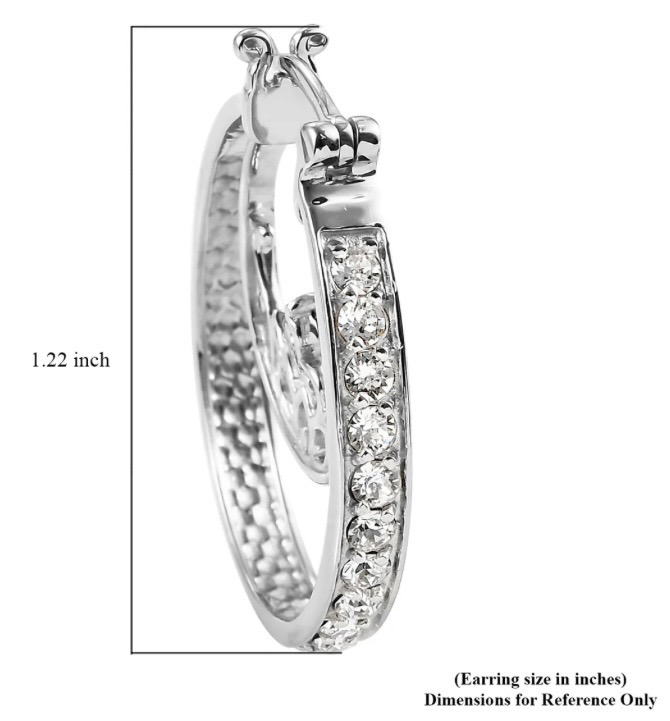 White Crystal Hoop Earrings in Platinum Bond