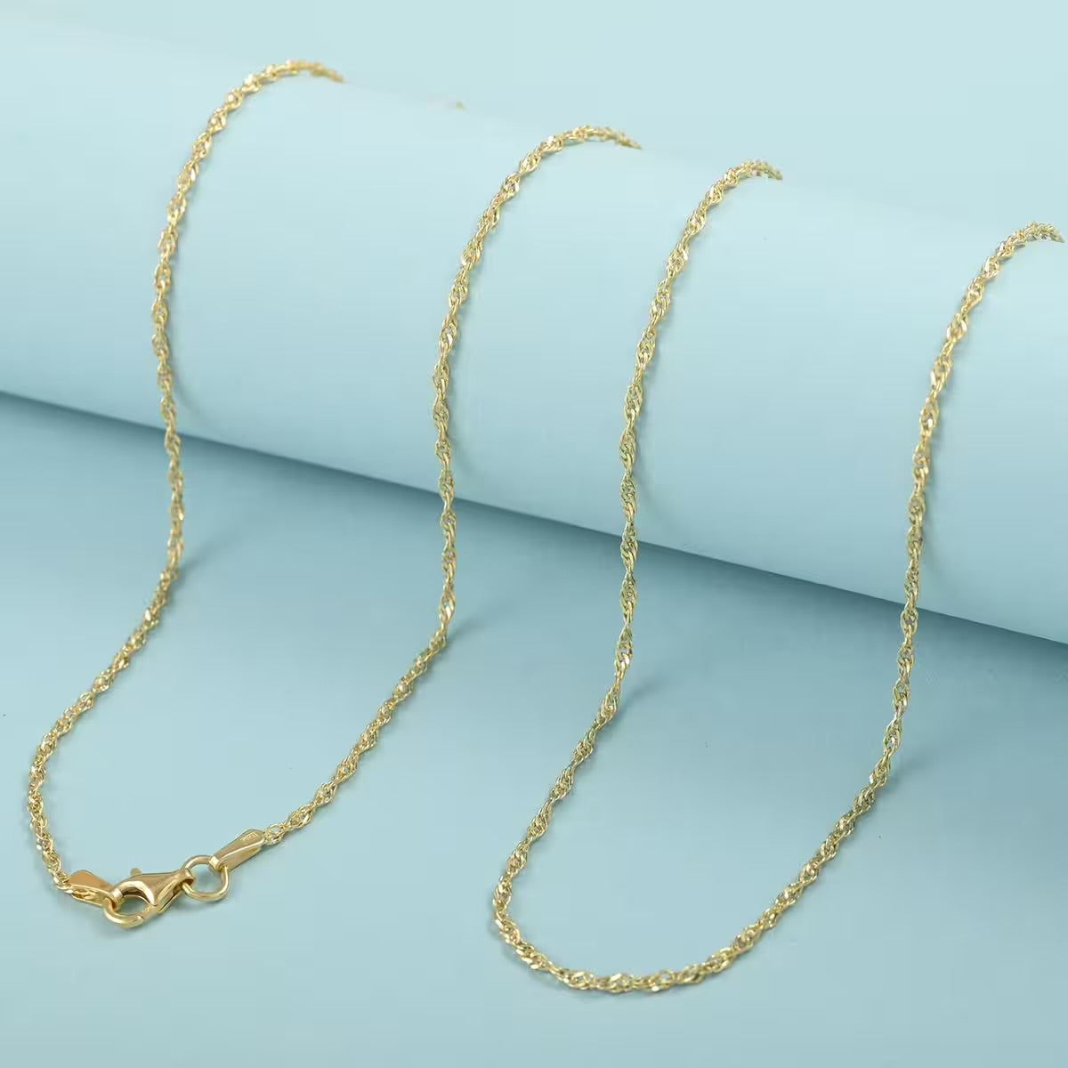 14K Yellow Gold Over Sterling Silver Rope Necklace