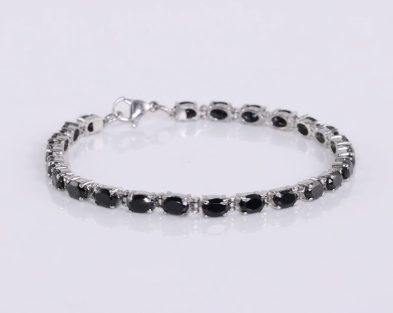 Natural Thai Black Spinel Link Bracelet