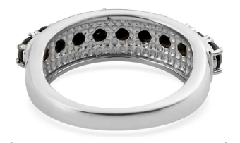 Thai Black Spinel Half Eternity Band Ring