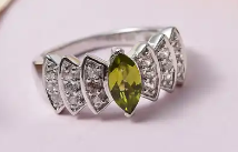 Arizona Peridot and White Zircon Ring