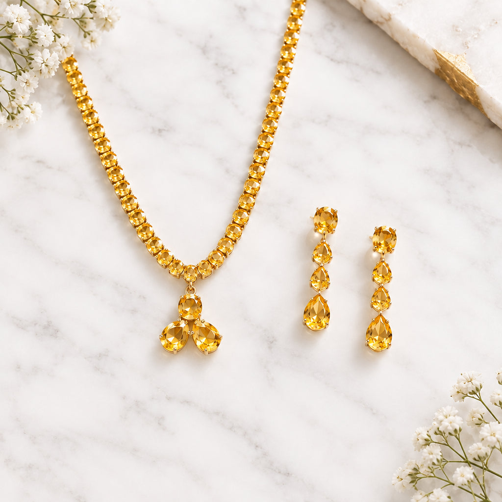 Citrine Yellow Dangle Drop Earring