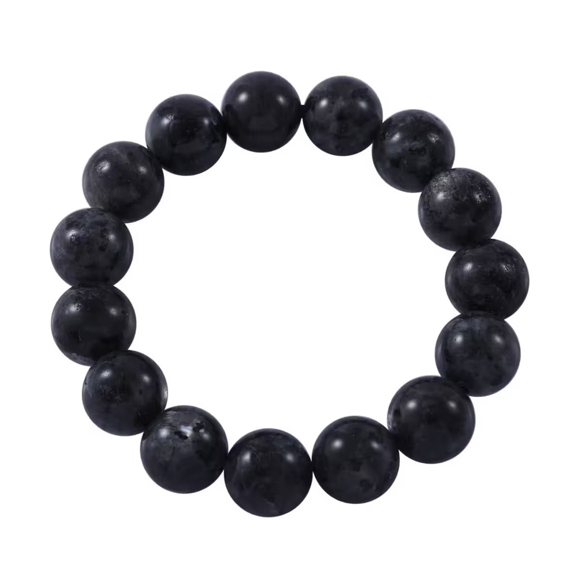 12mm Beaded Black Feldspar Stretch Bracelet