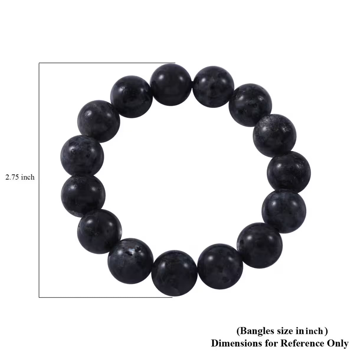 12mm Beaded Black Feldspar Stretch Bracelet