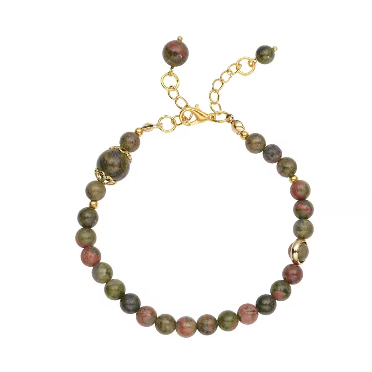 Unakite Beaded Anklet