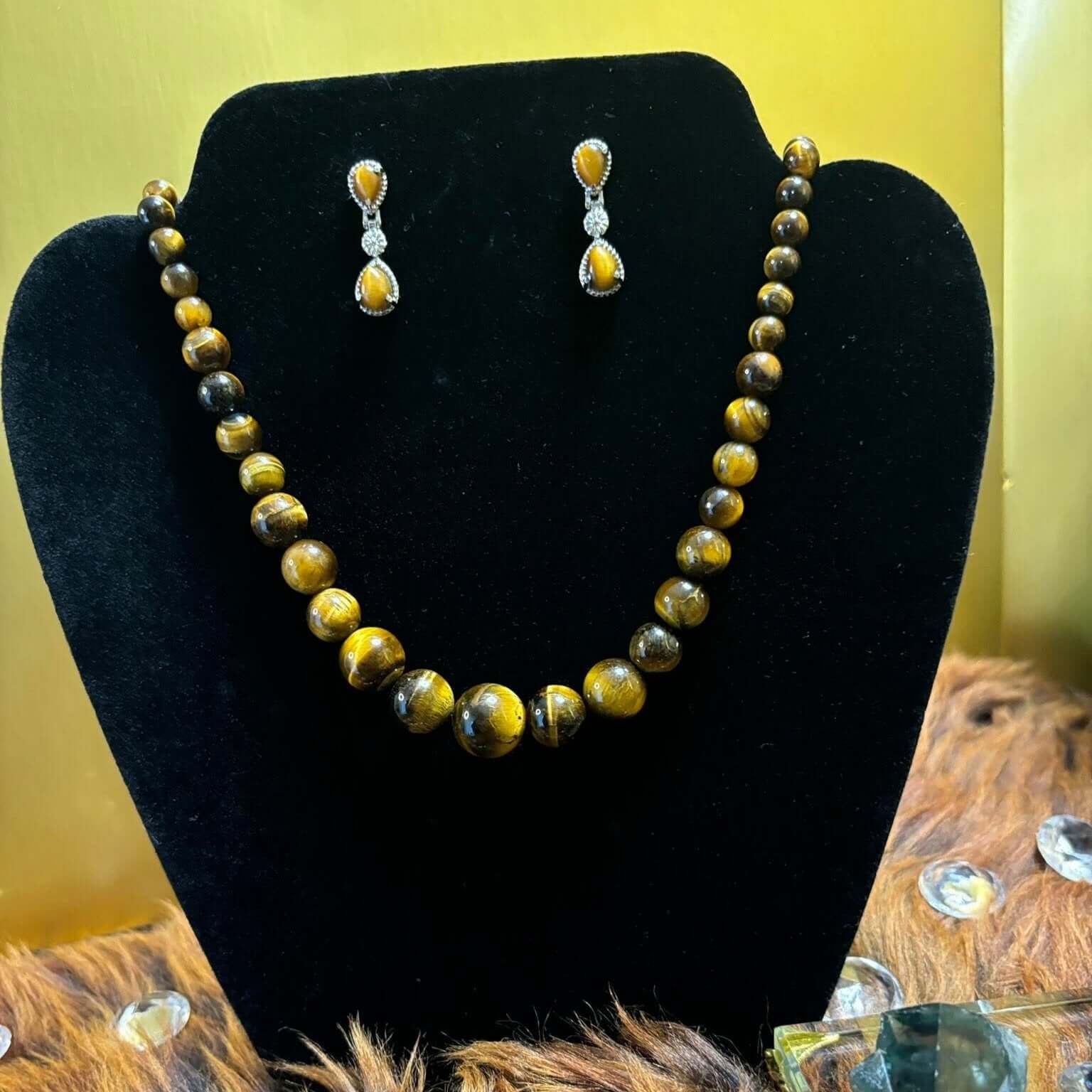 Natural Tiger Eye Stone Stud Earrings