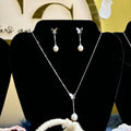 Butterfly Pearl Drop Earrings with Matching Butterfly Pearl Necklace in Sterling Silver