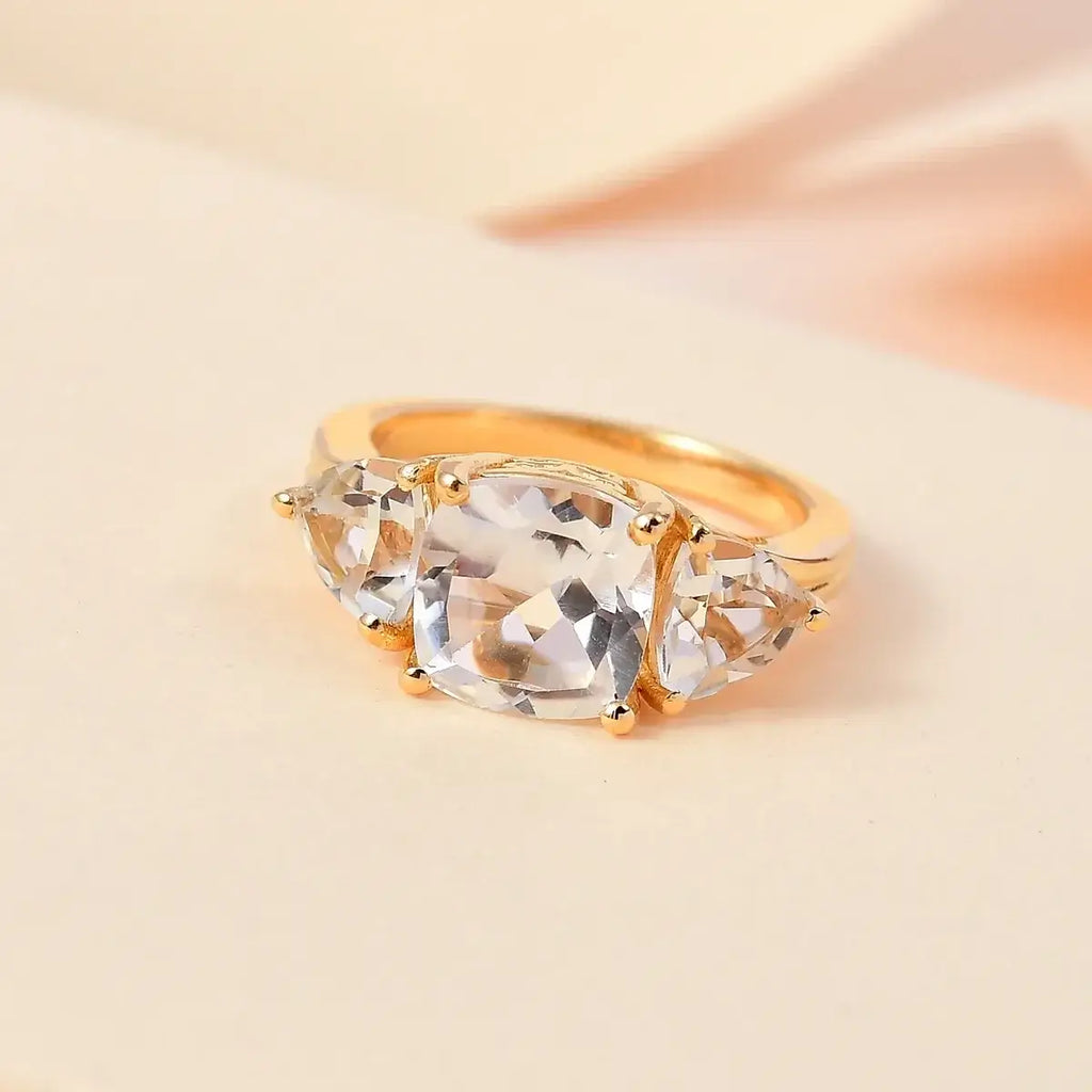 White Topaz 3 Stone Ring