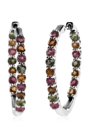 Multi-colored Tourmaline Inside Out Hoop Earrings
