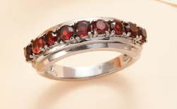 Mozambique Garnet Half Eternity Band Ring