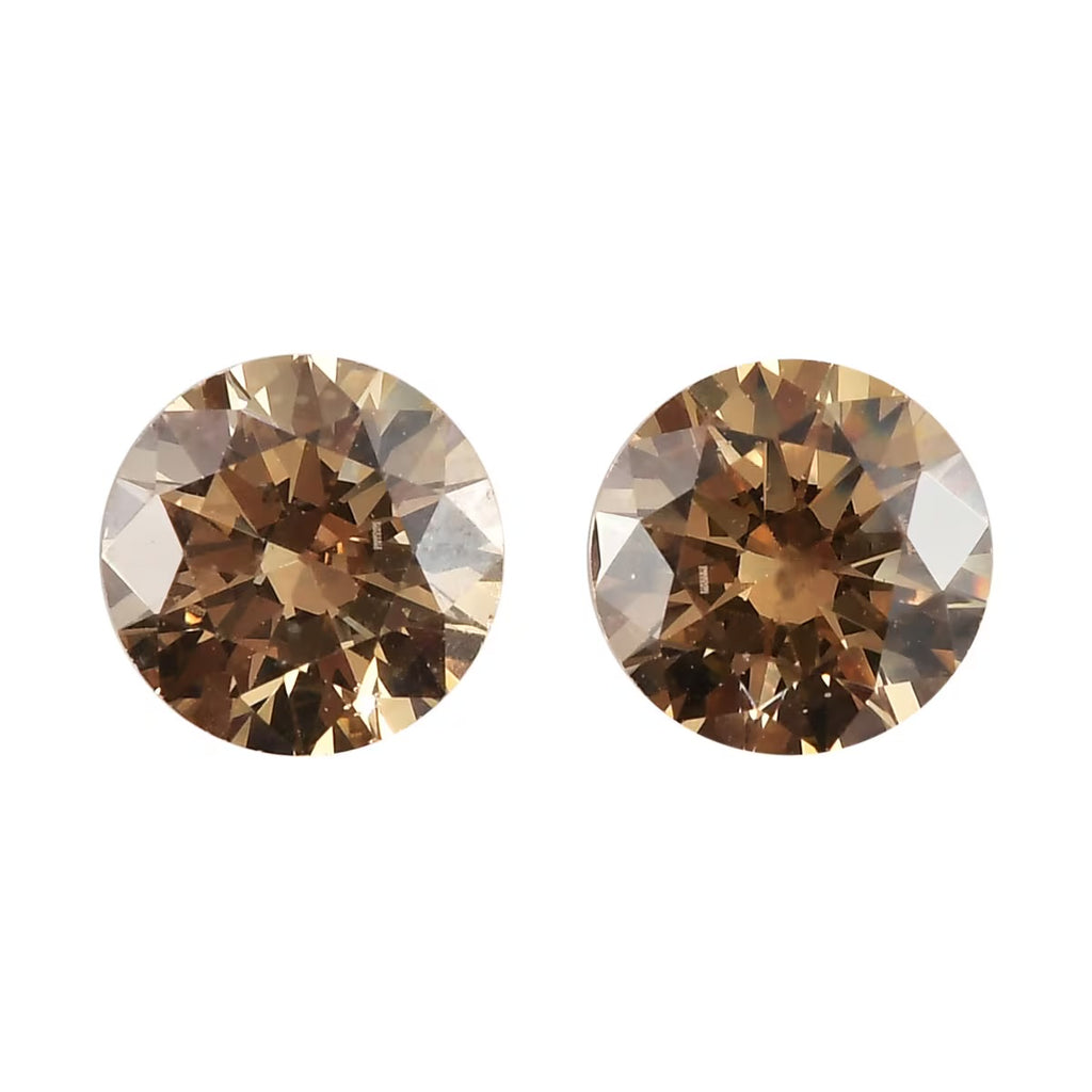 Set of 3.54ct Round Champagne Yellow Cubic Zirconia 6.5mm