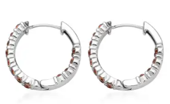 Champagne Austrian Crystal Inside-out Hoop Earrings in Stainless Steel