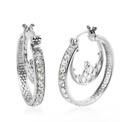 White Crystal Hoop Earrings in Platinum Bond
