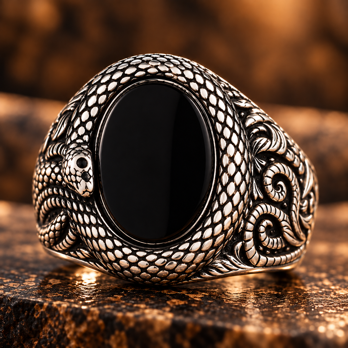 Serpentine Onyx Statement Ring