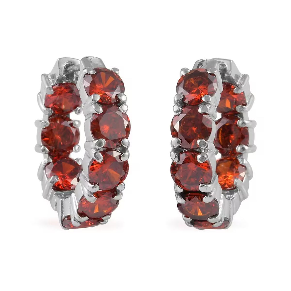 Simulated Red Diamond Earrings Inside Out Hoops