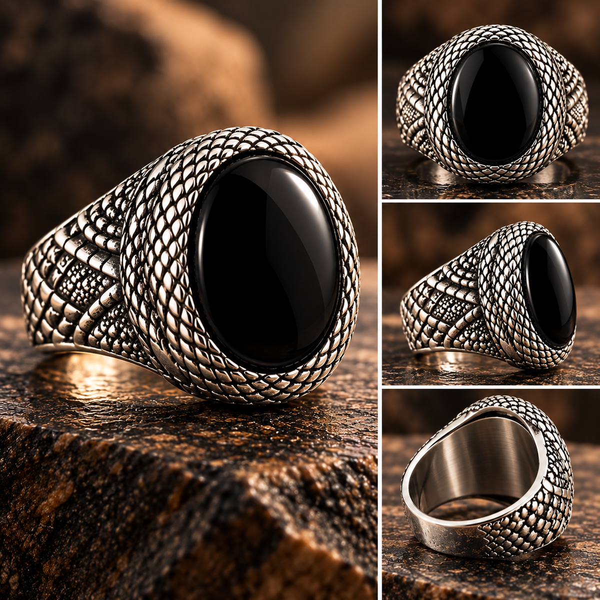 Atlas Serpentine Onyx Statement Ring
