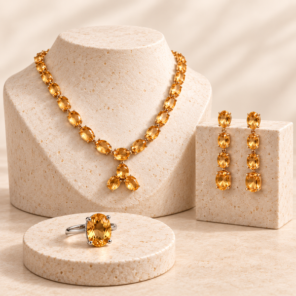 Citrine Tennis Necklace Set 