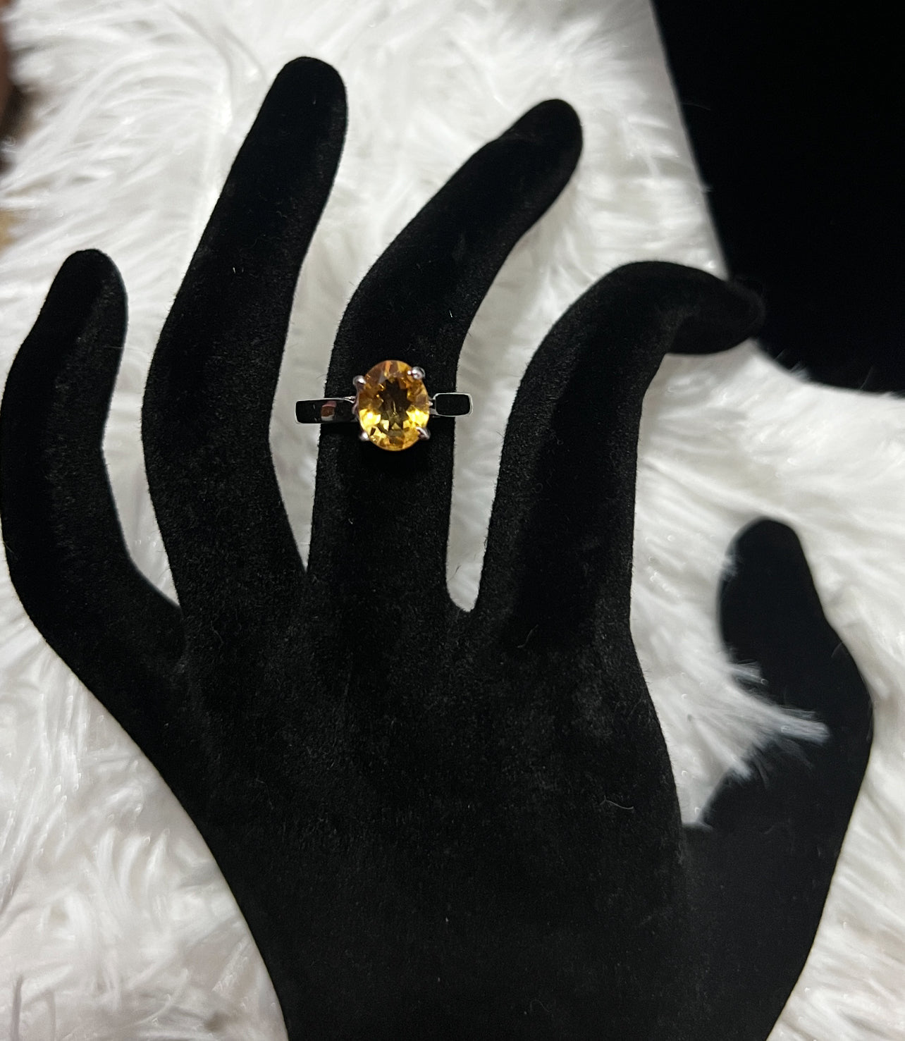 Citrine Yellow Solitare Ring  