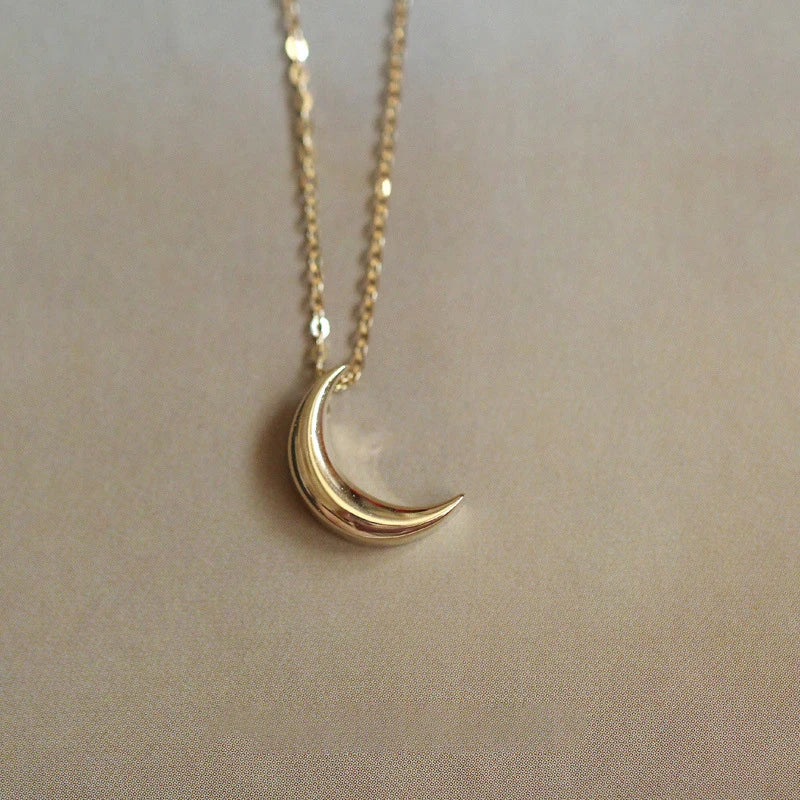 14K Gold Moon Choker Necklace For Women