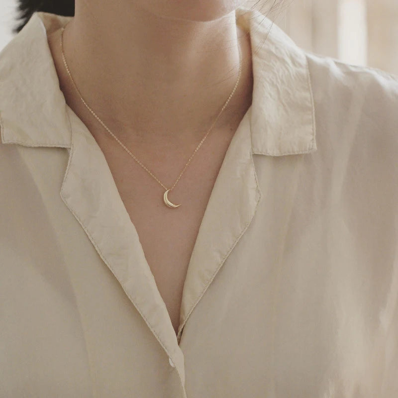 14K Gold Moon Choker Necklace For Women