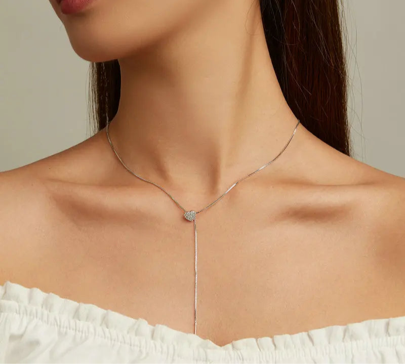925 Sterling Silver Long Chain Link Necklace