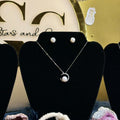 Moon Pearl Stud Earrings w/ matching necklace in Sterling Silve