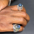 Handcrafted Solid .925 Sterling Silver Square Etched Shank in Rhodium Carnelian Band Ring (5th finger Pinky)